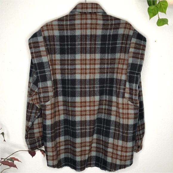 IRO Paris Gabyn Flannel Jacket Plaid Blue Brown Wool EU 32 - Picture 5 of 5